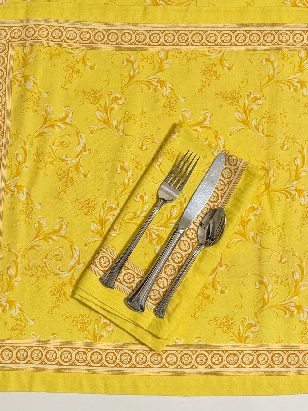 Set/6 ZINA VASI Yellow Gold French Inspired Cotton  Dining Linens Napkins